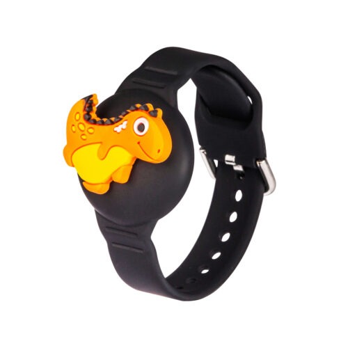 SafeKid ID Smart Tag - czarna opaska z wzorem dinozaura dla dziecka