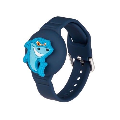 SafeKid ID Smart Tag - granatowa opaska z wzorem rekina dla dziecka